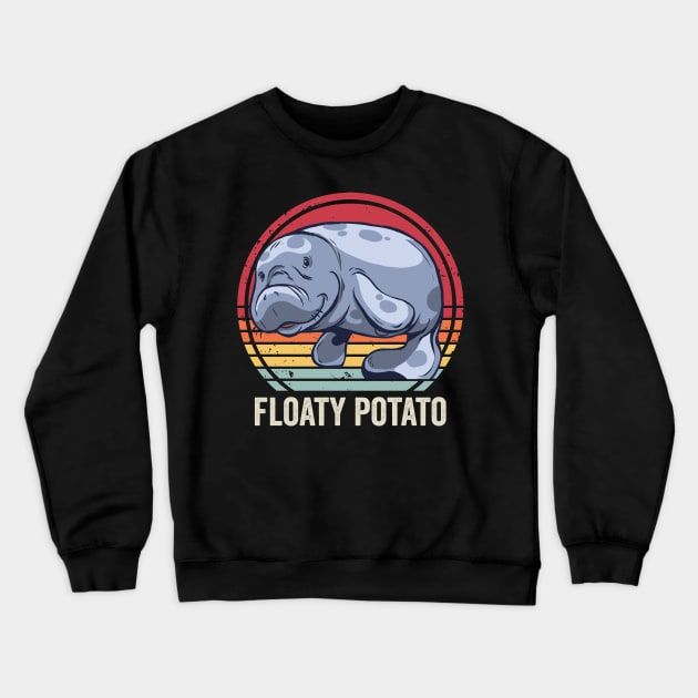 Funny Manatee Cute Floaty Potato Crewneck Sweatshirt by Visual Vibes